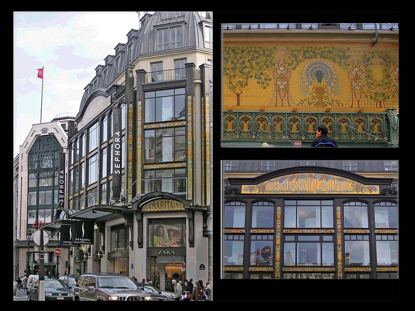 Магазин Самаритэн - La Samaritaine. Первый в Европе магазин самообслуживания и один из самых крупных и известных парижских универсальных магазинов. Здание строилось в 1926 - 1928 годы. Архитектор - Анри Соваж.