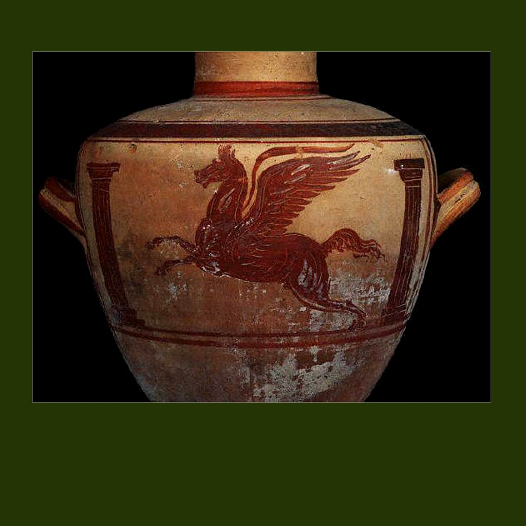 Античная ваза с изображением сына Медузы - коня Пегаса