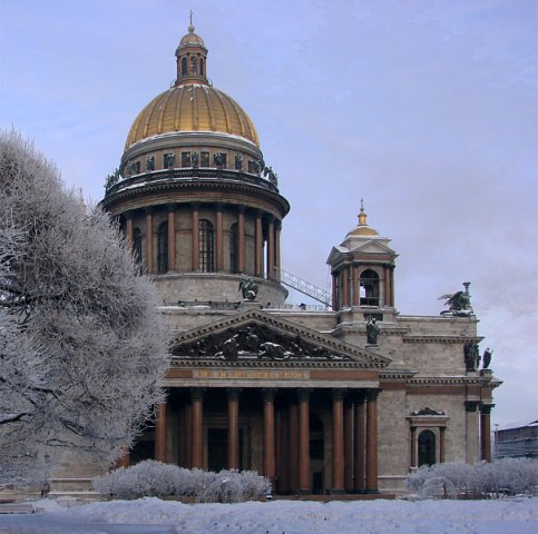 Исаакиевский собор. Арх. О. Монферран. 1818-1858. Вид со стороны Исаакиевской площади.