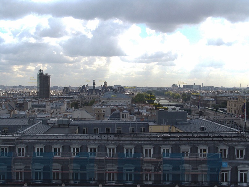Уникальная круговая панорама Парижа, полученная из 9 фрагментов. Съемка осуществлялась с обзорной террасы универмага "Самаритен" (Samaritaine). Фрагмент 2.