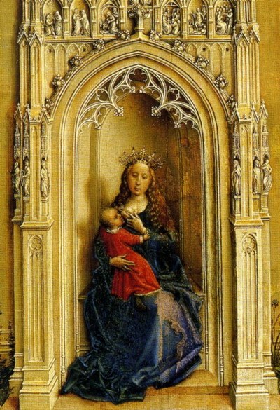 Рогир ван дер Вейден. "Мадонна с младенцем на троне". Место нахождения: Мадрид. Музей Тиссена-Борнемиса (Испания