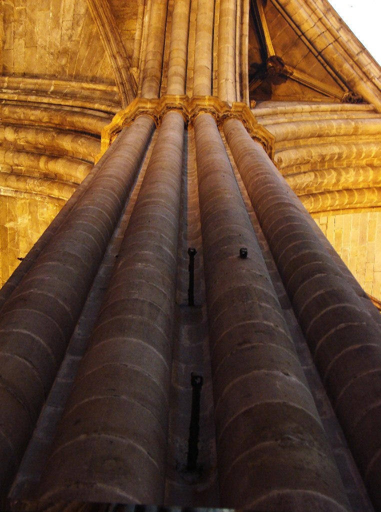 Кафедральный собор в Барселоне. Несущие конструкции собора в их художественном обличье. Первый объект - преображение опорных столпов.