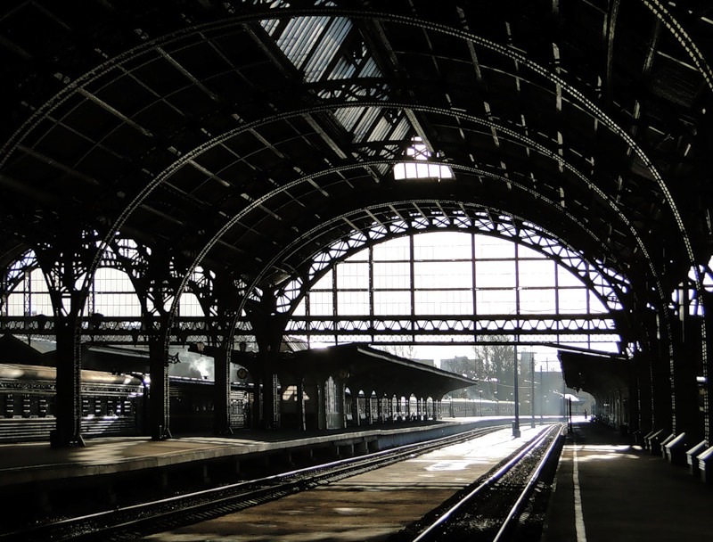 Дебаркадер Витебского вокзала, имеющий арочное перекрытие. Автор — инженер В. С. Герсон.